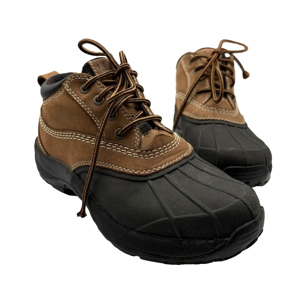 LL Bean Duck Bootie Women's Size 8.5 Black Tan Waterproof Rain Hunting Shoe‎